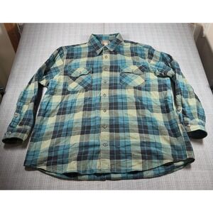 Duluth Trading Co Flannel Shirt Mens 3XLT Multicolor Plaid Pleated Button‎ Up